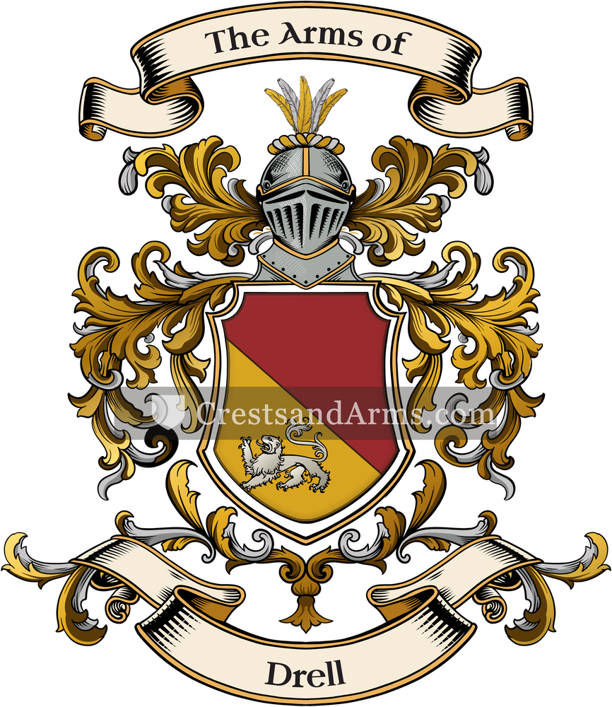 The Drell coat of arms, drawn from the recorded blazon