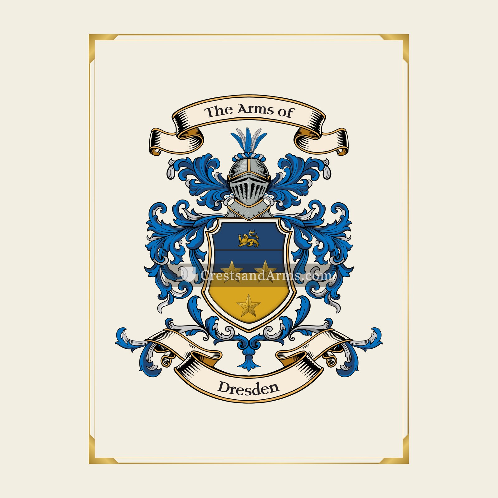 With gold border