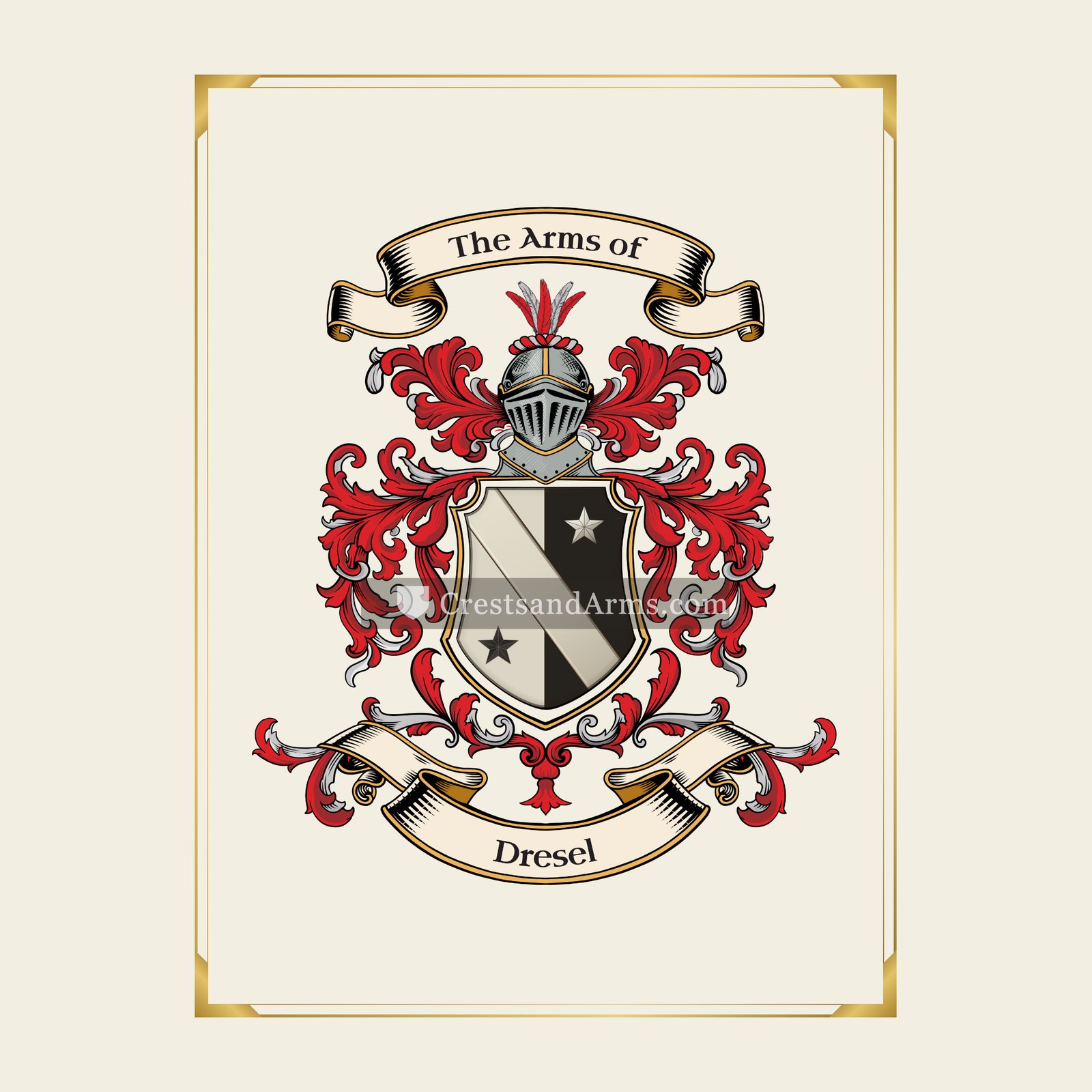 With gold border