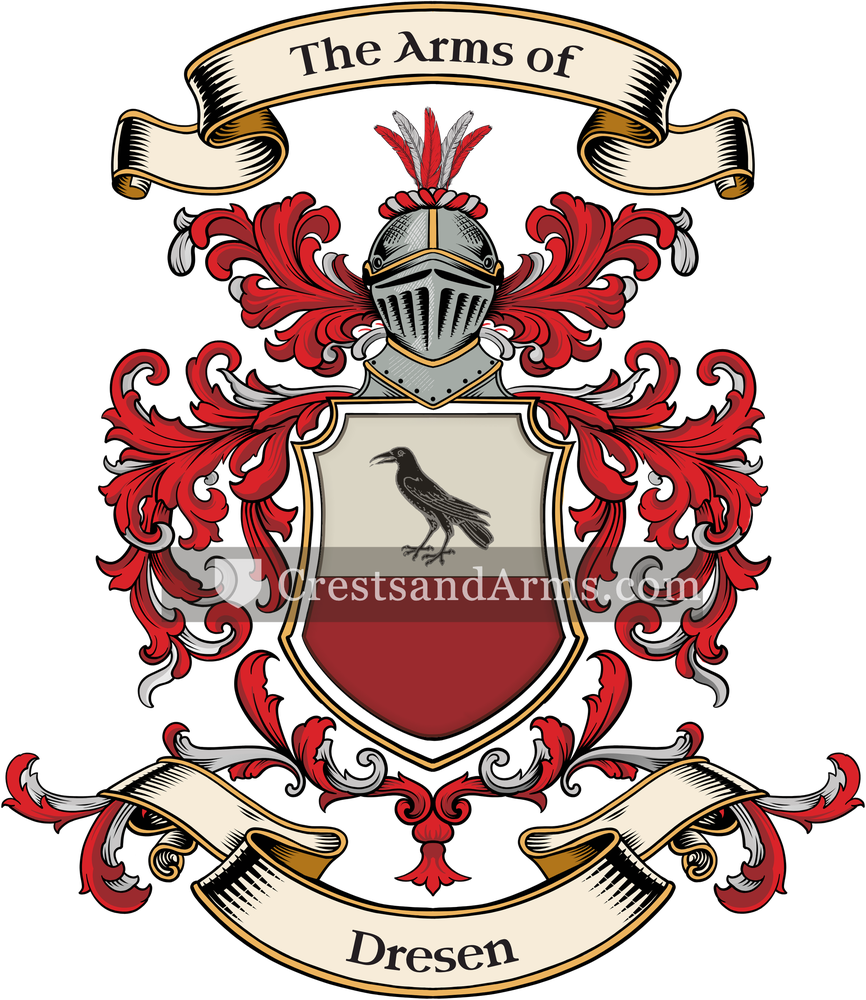 The Dresen coat of arms, drawn from the recorded blazon