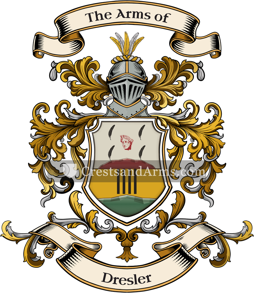 The Dresler coat of arms, drawn from the recorded blazon