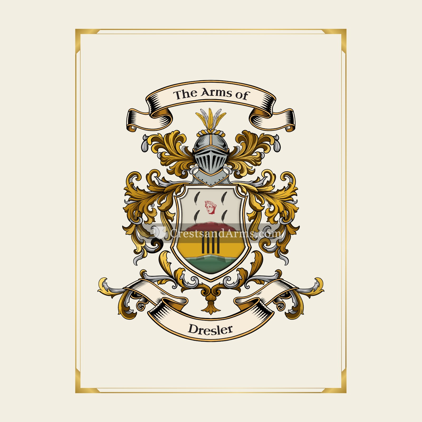With gold border