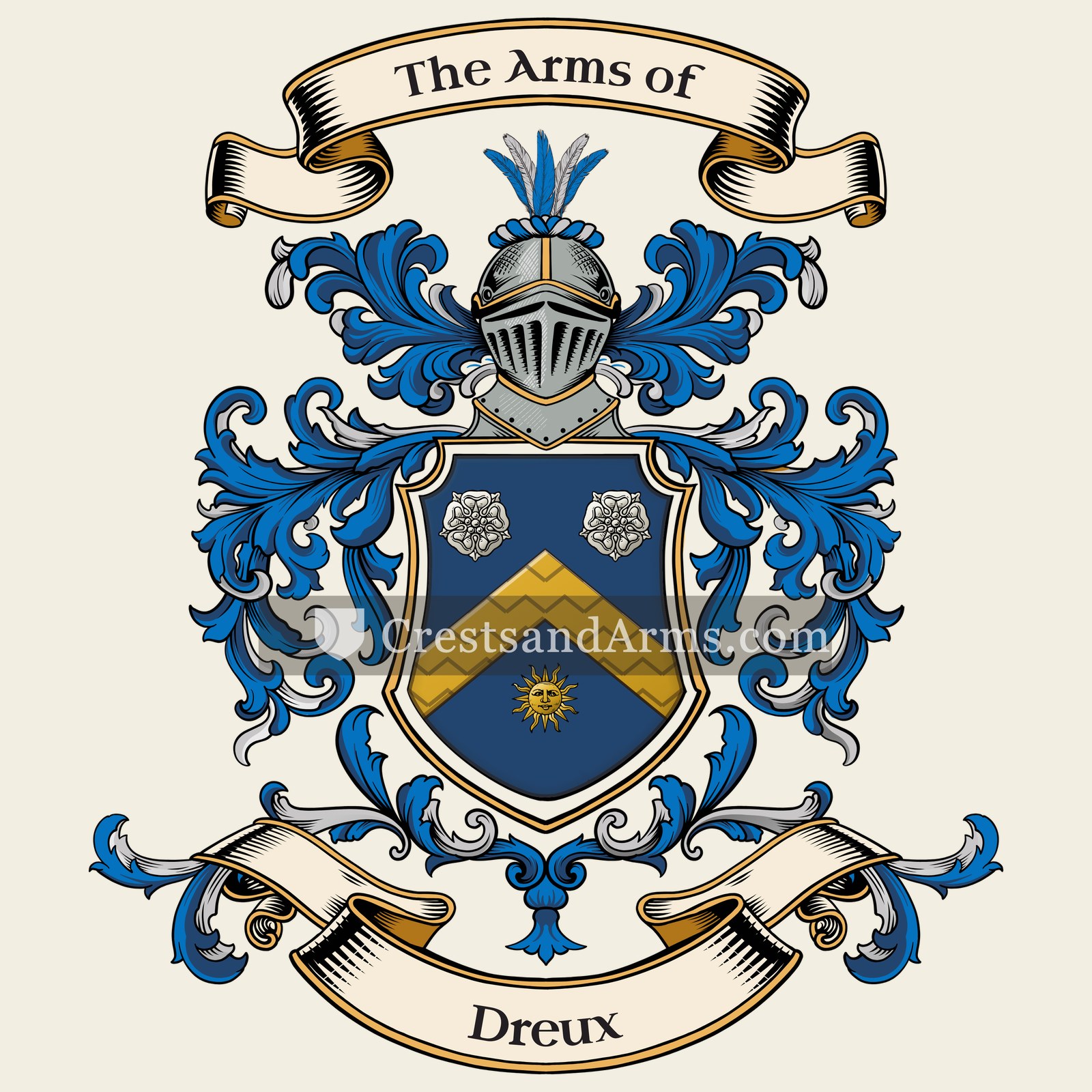 The Dreux coat of arms, drawn from the recorded blazon