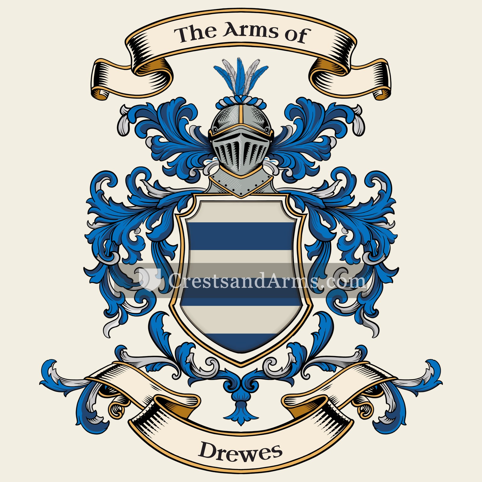 The Drewes coat of arms, drawn from the recorded blazon