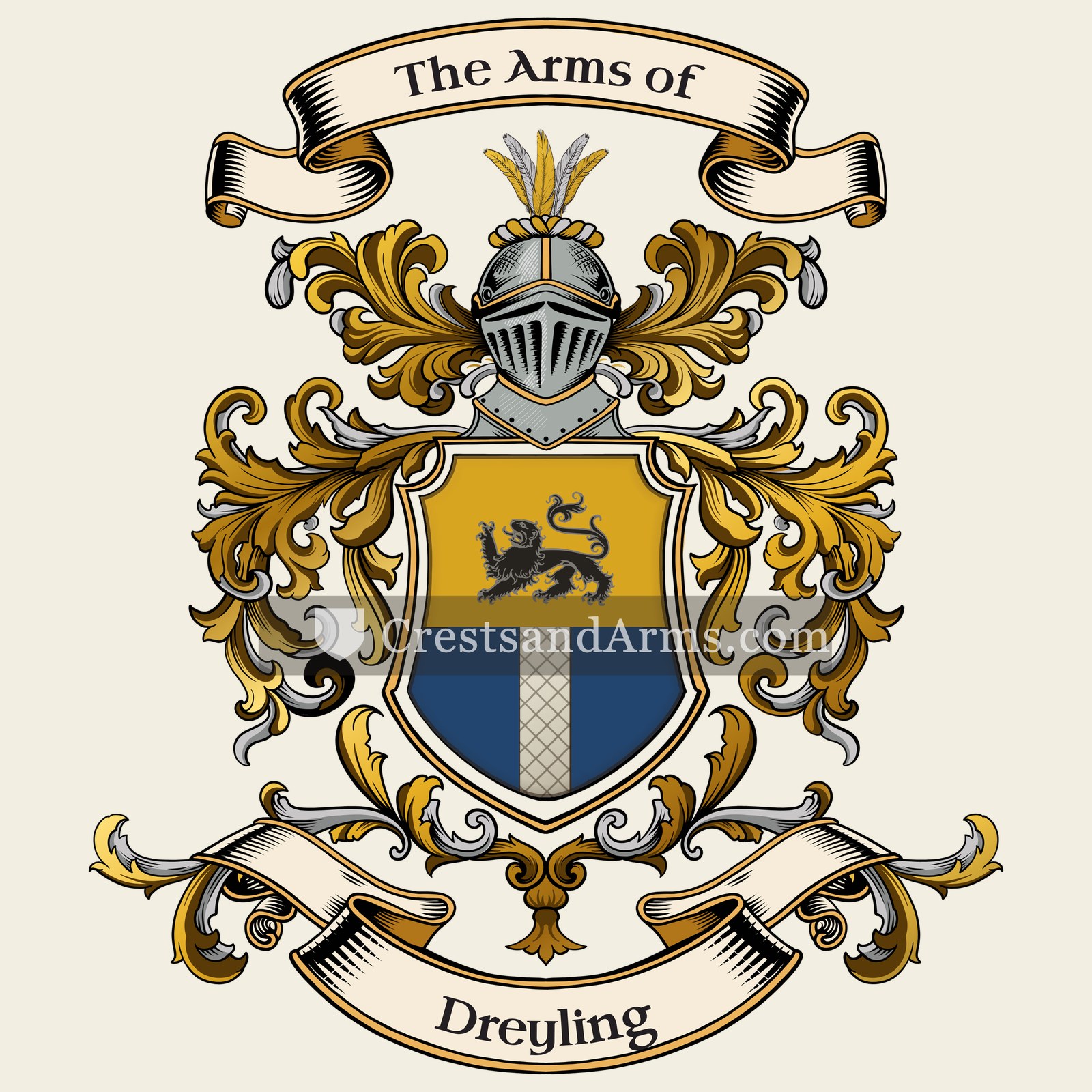 The Dreyling coat of arms, drawn from the recorded blazon