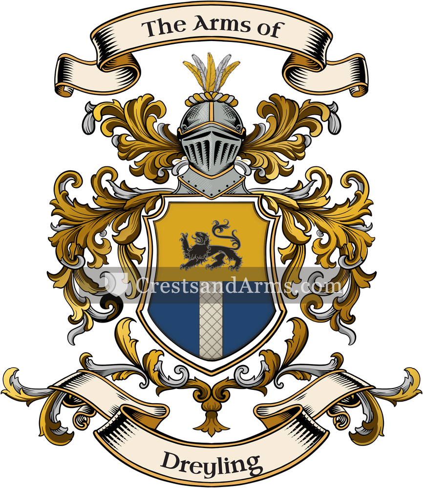 The Dreyling coat of arms, drawn from the recorded blazon