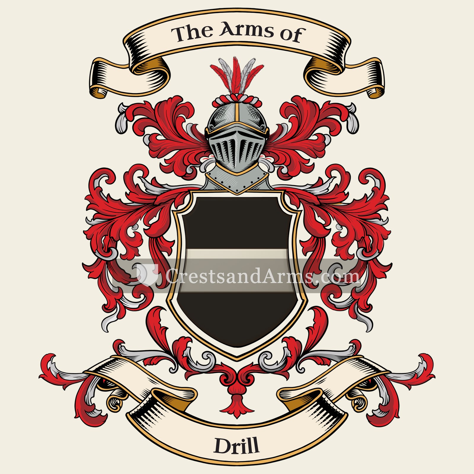 The Drill coat of arms, drawn from the recorded blazon