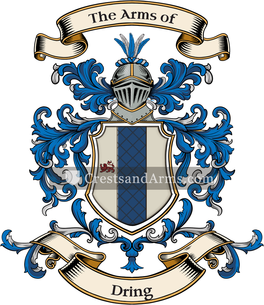 The Dring coat of arms, drawn from the recorded blazon