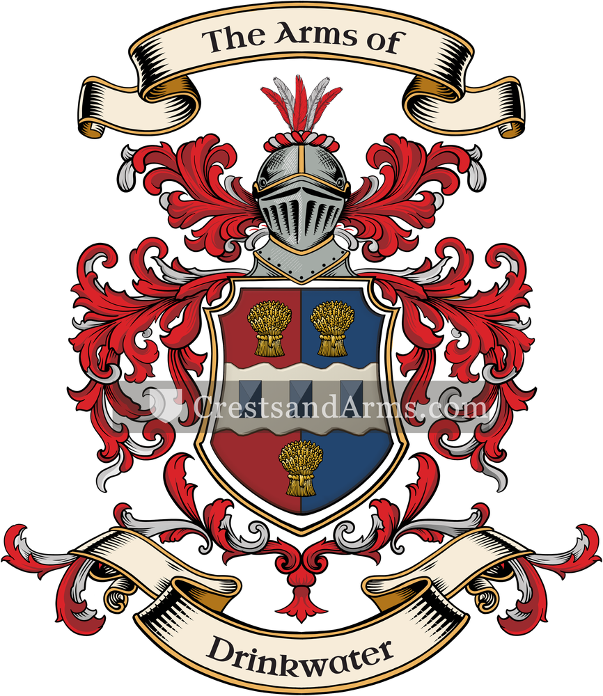 The Drinkwater coat of arms, drawn from the recorded blazon