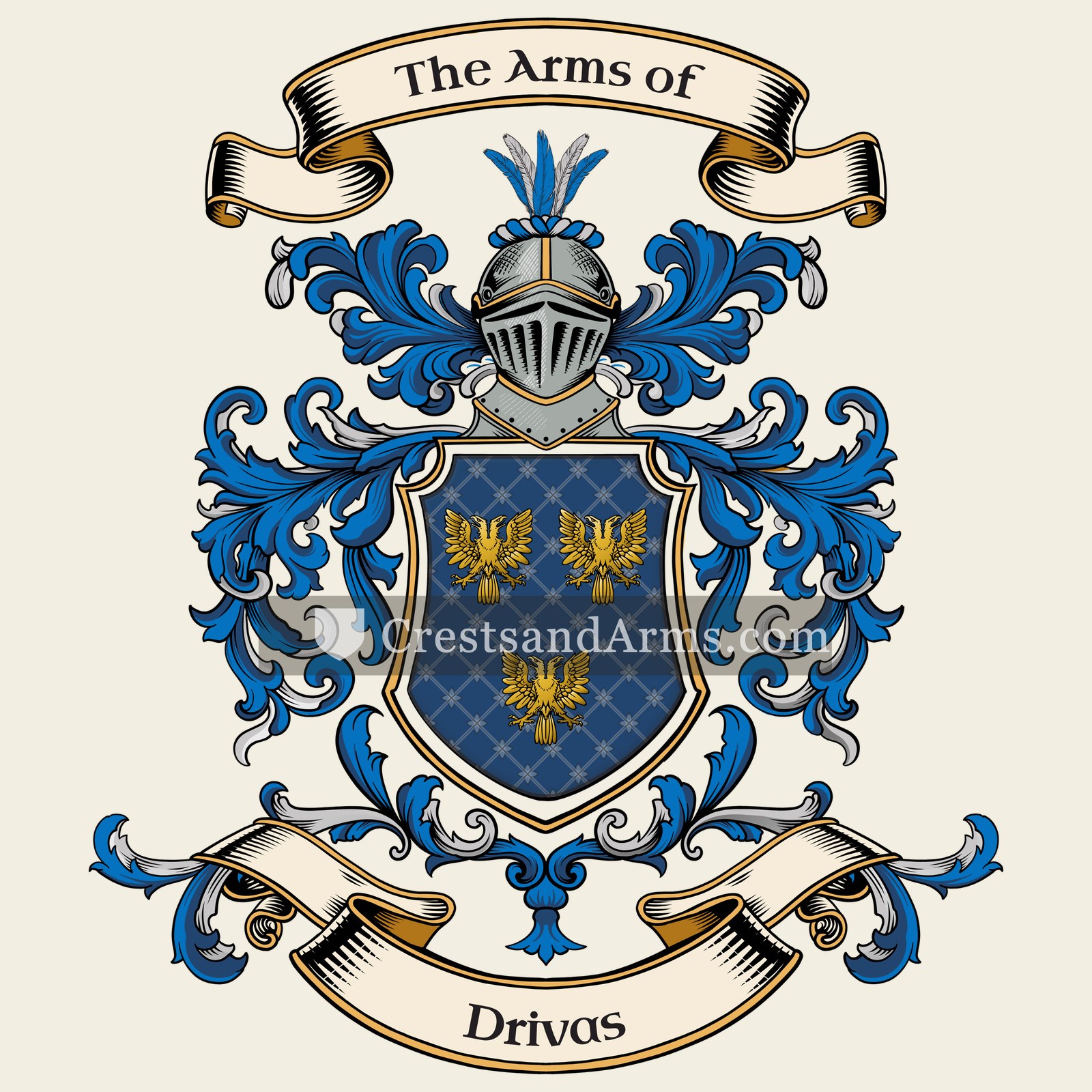 The Drivas coat of arms, drawn from the recorded blazon