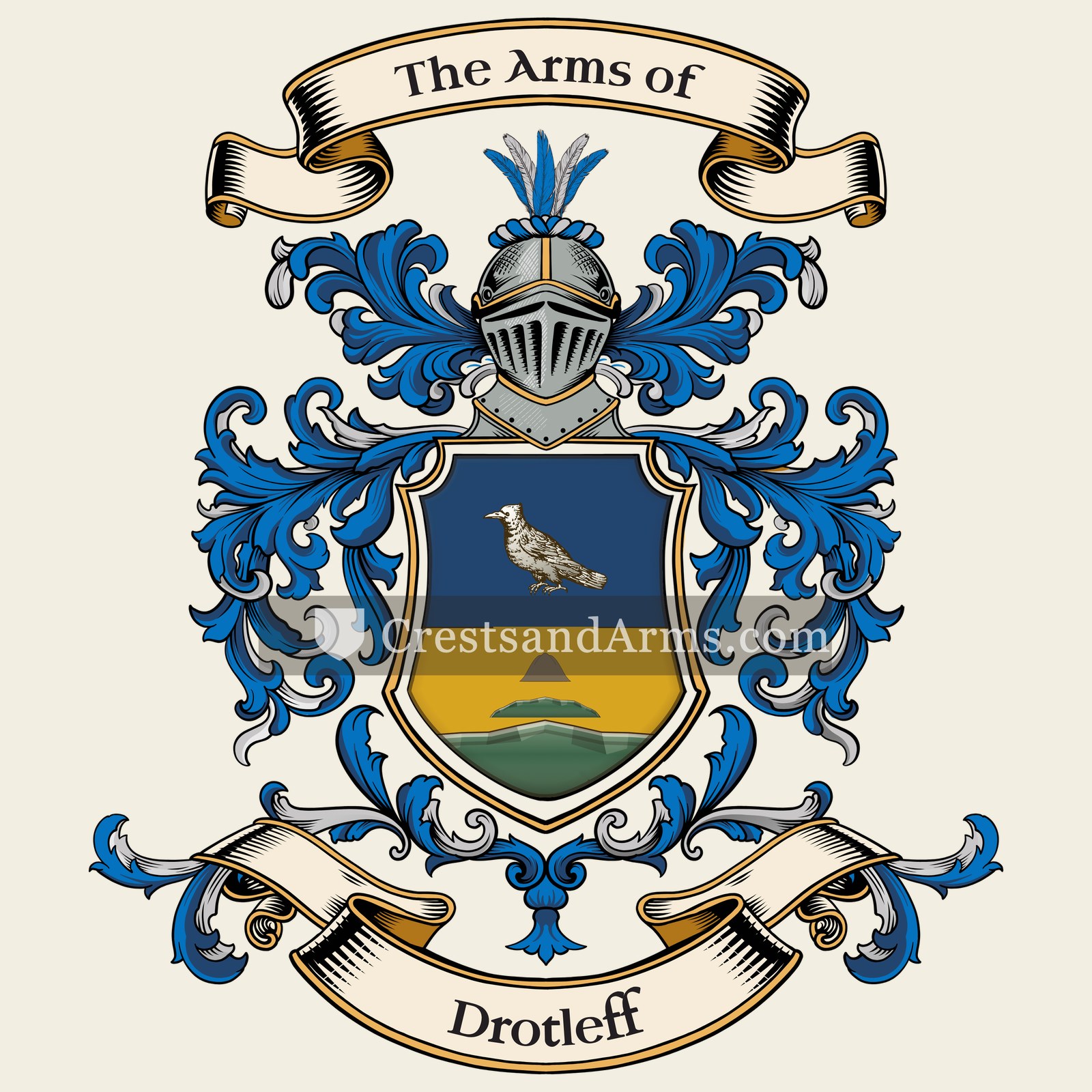The Drotleff coat of arms, drawn from the recorded blazon