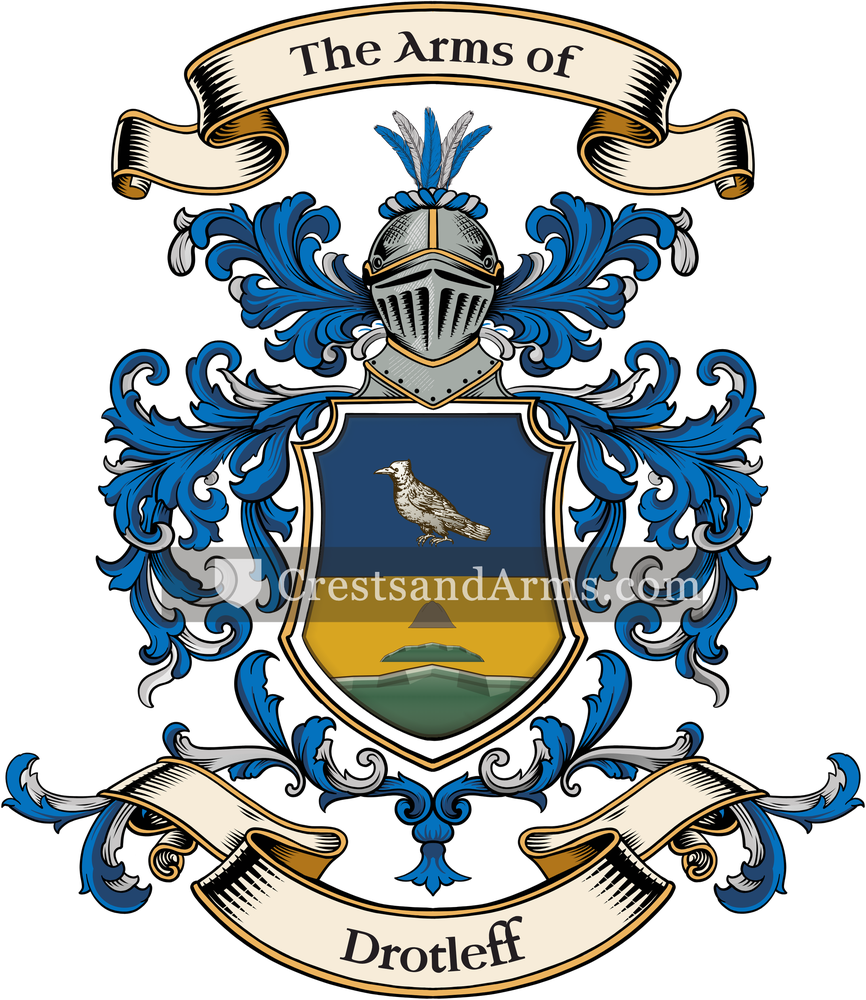 The Drotleff coat of arms, drawn from the recorded blazon