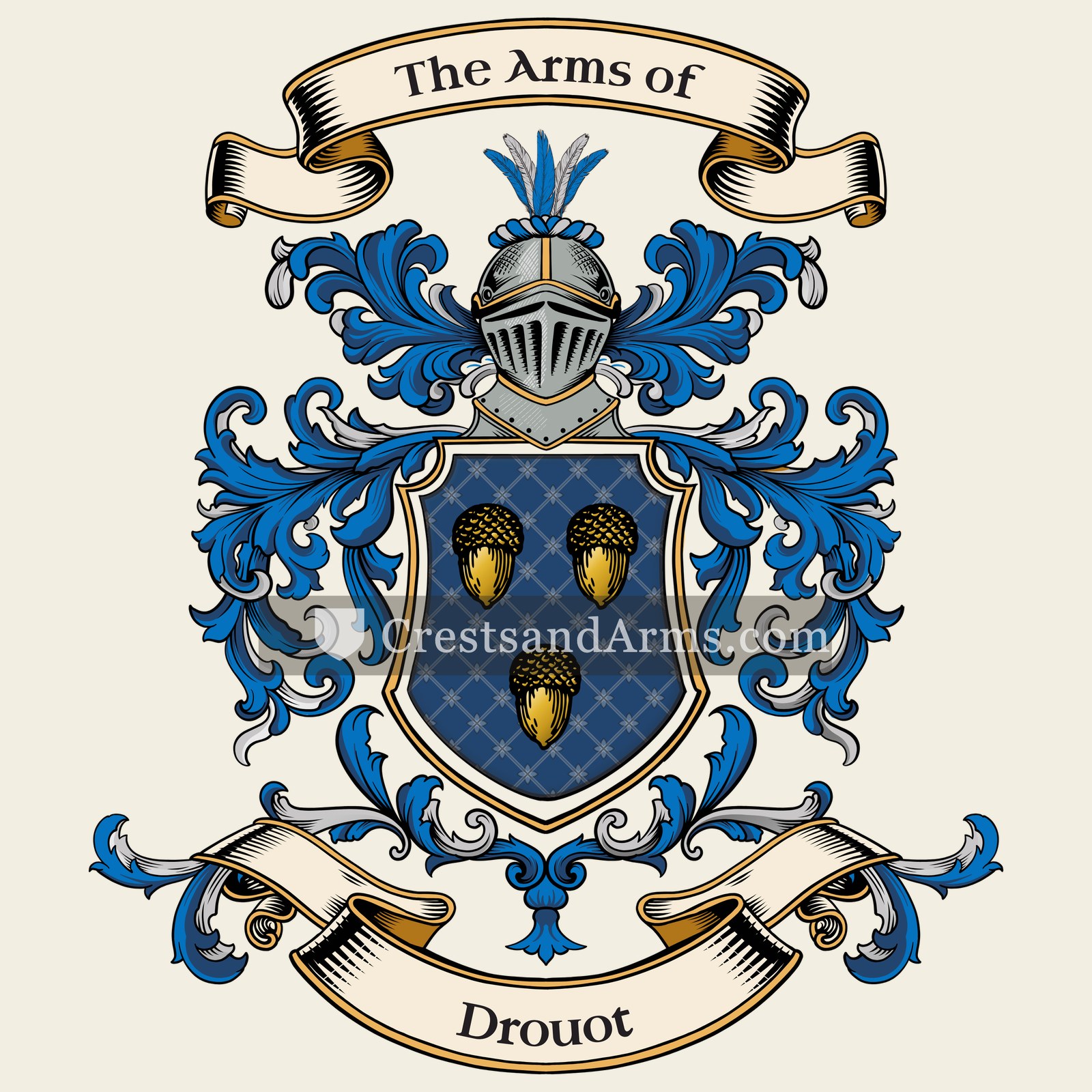 The Drouot coat of arms, drawn from the recorded blazon