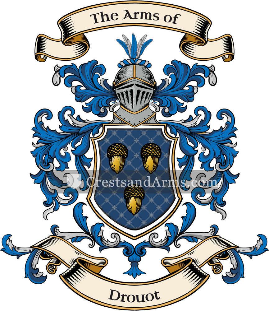 The Drouot coat of arms, drawn from the recorded blazon