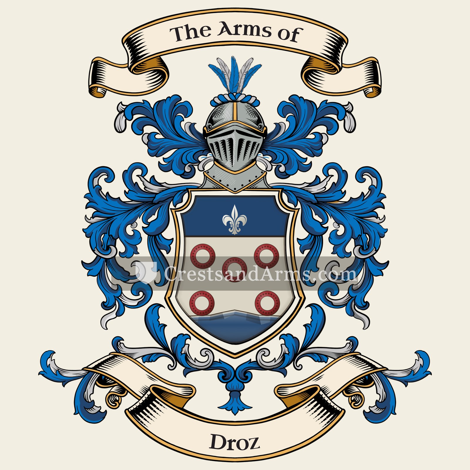 The Droz coat of arms, drawn from the recorded blazon