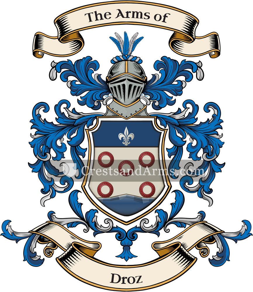 The Droz coat of arms, drawn from the recorded blazon