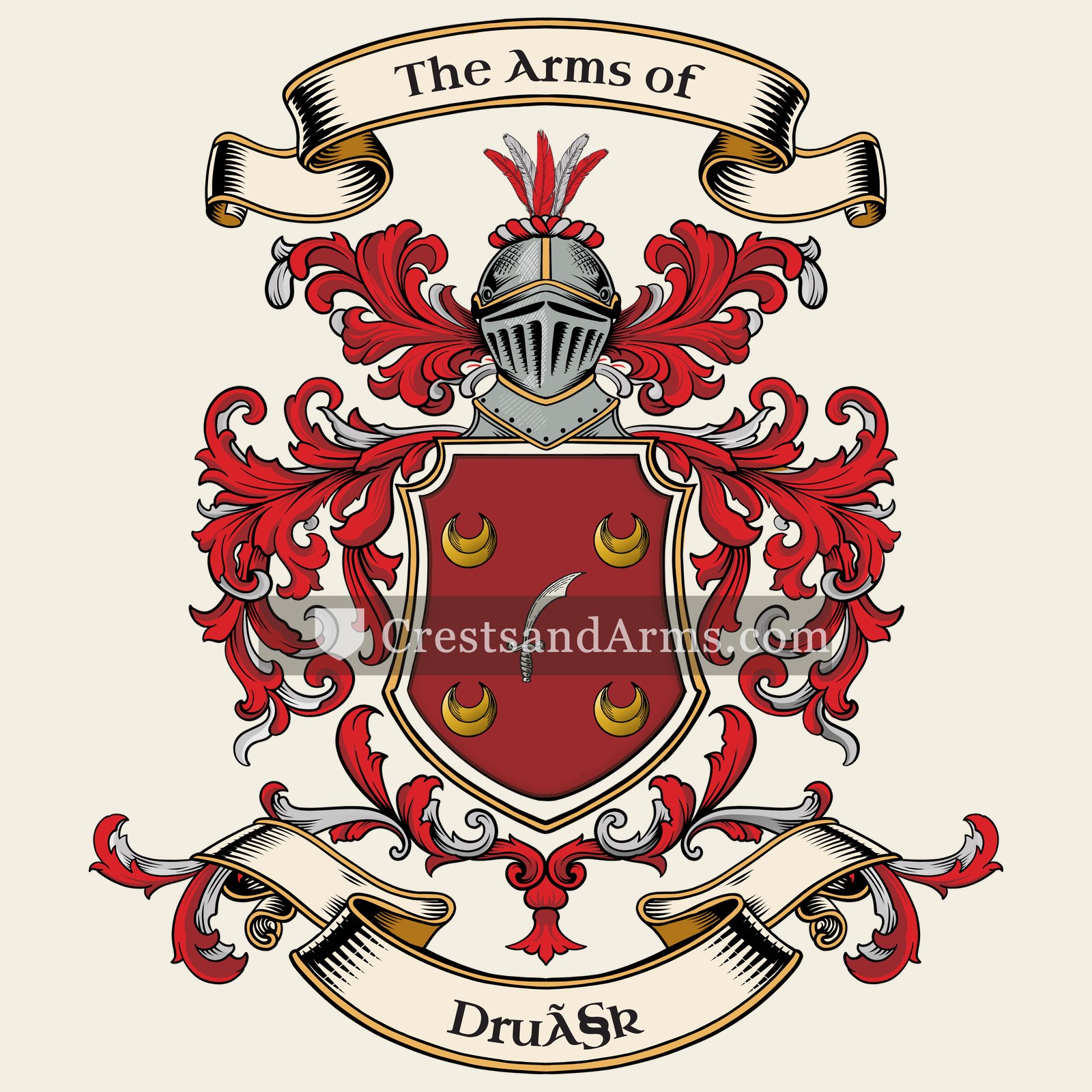 The Druçk coat of arms, drawn from the recorded blazon