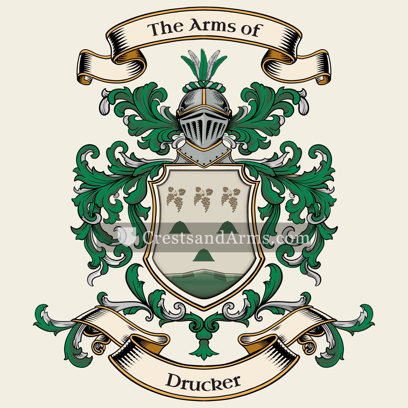 The Drucker coat of arms, drawn from the recorded blazon