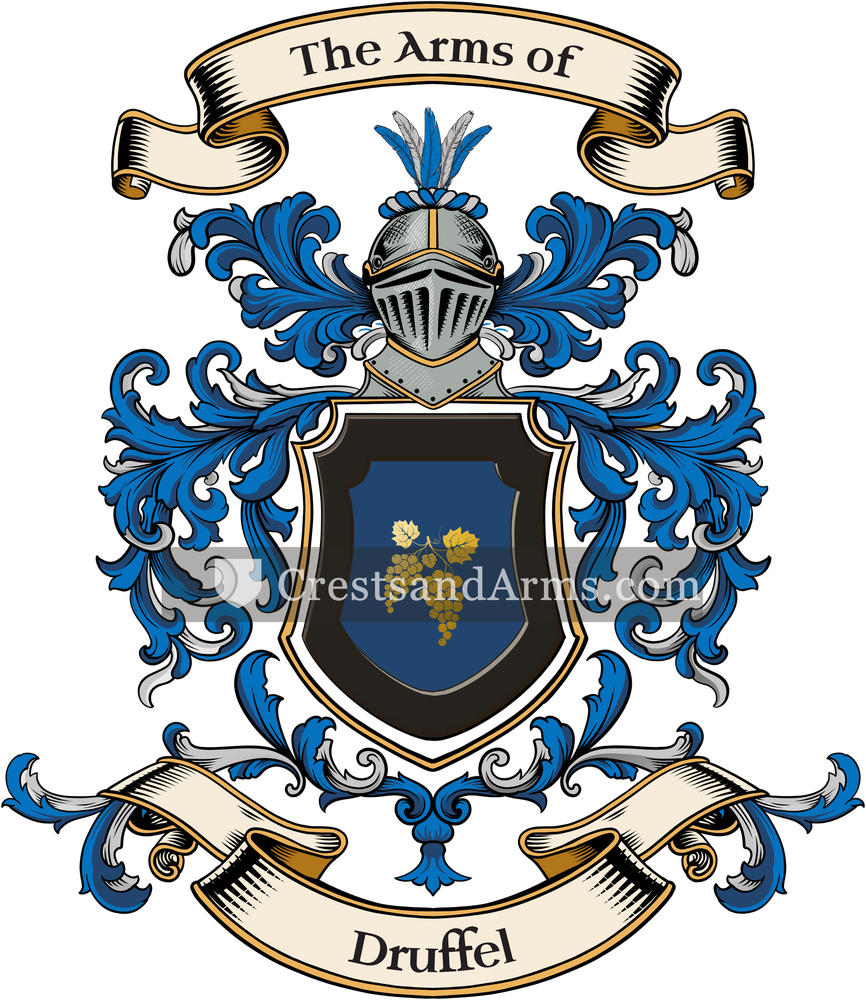The Druffel coat of arms, drawn from the recorded blazon
