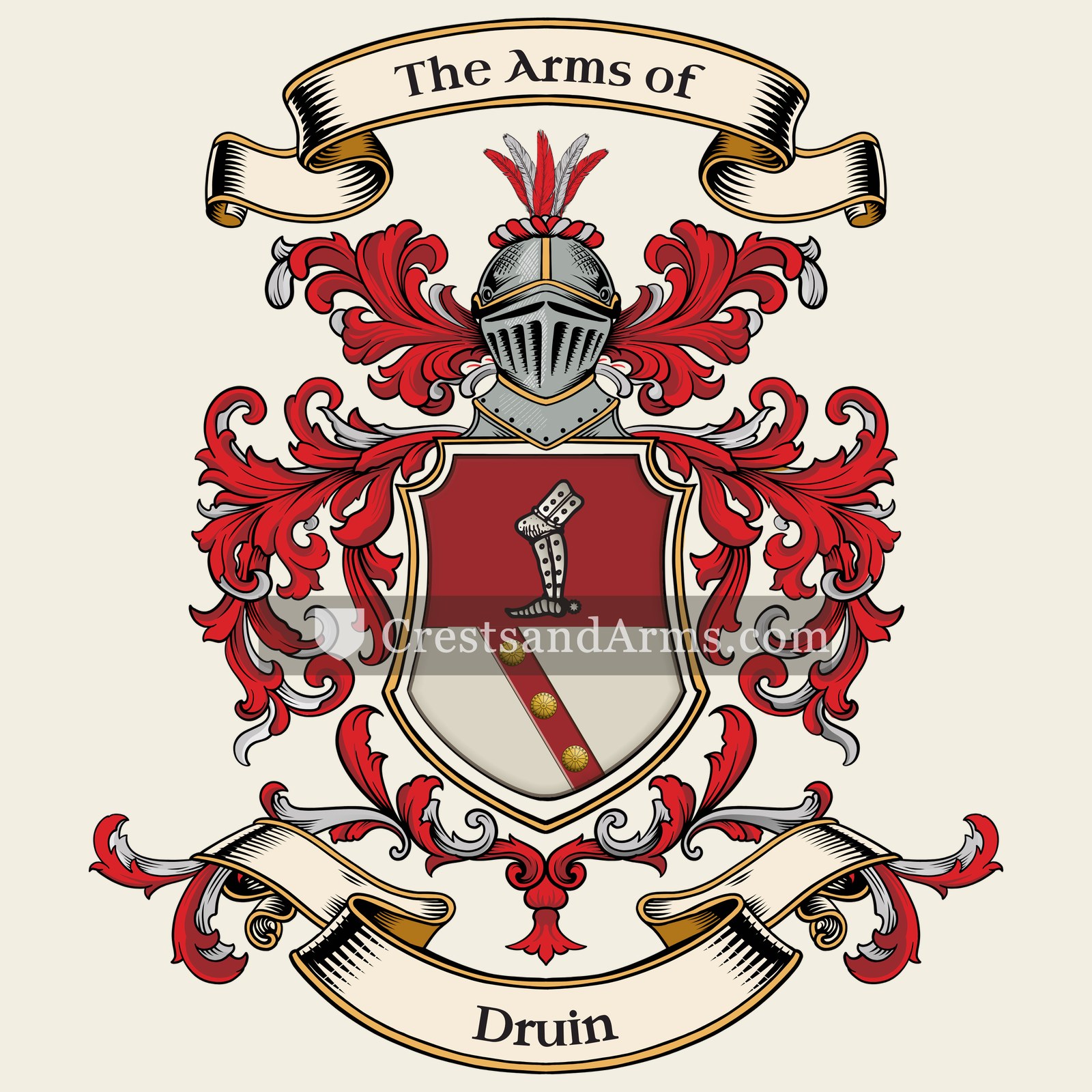 The Druin coat of arms, drawn from the recorded blazon