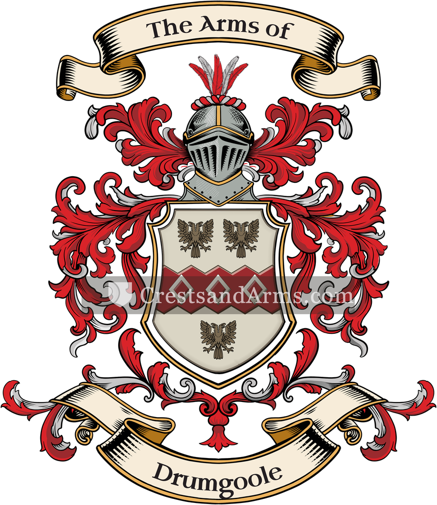 The Drumgoole coat of arms, drawn from the recorded blazon