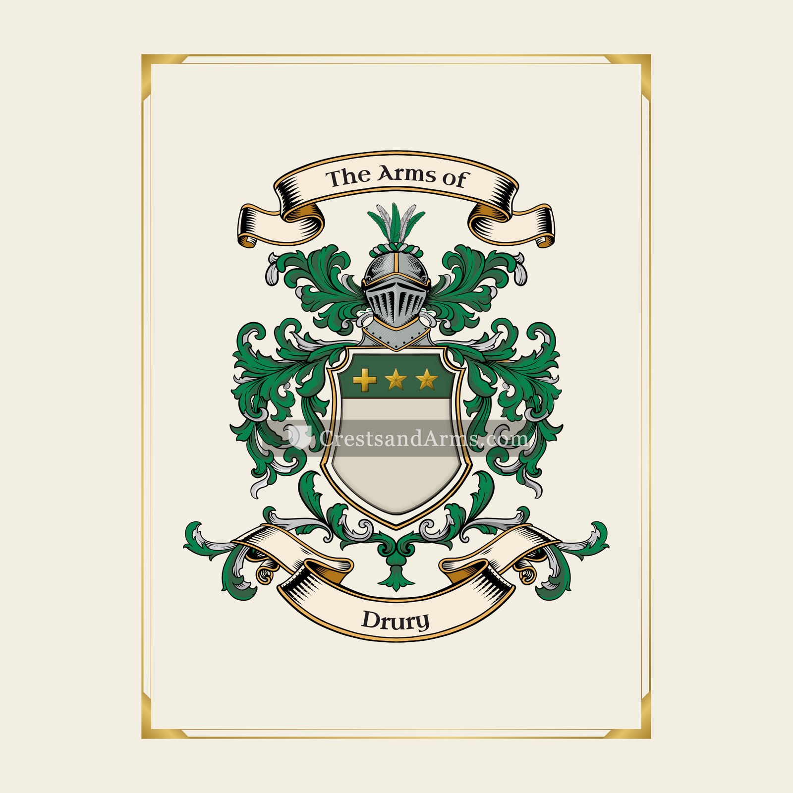 With gold border