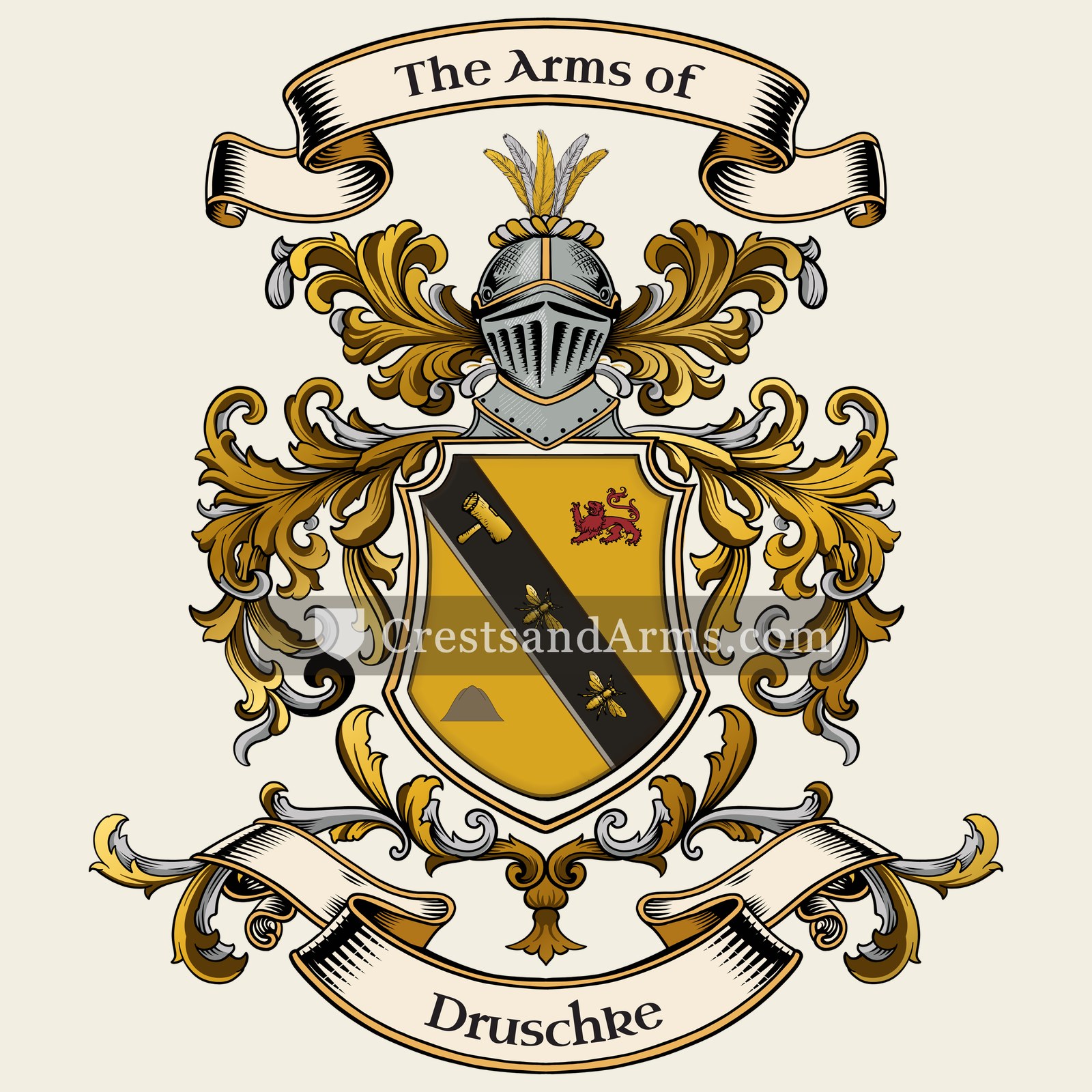 The Druschke coat of arms, drawn from the recorded blazon