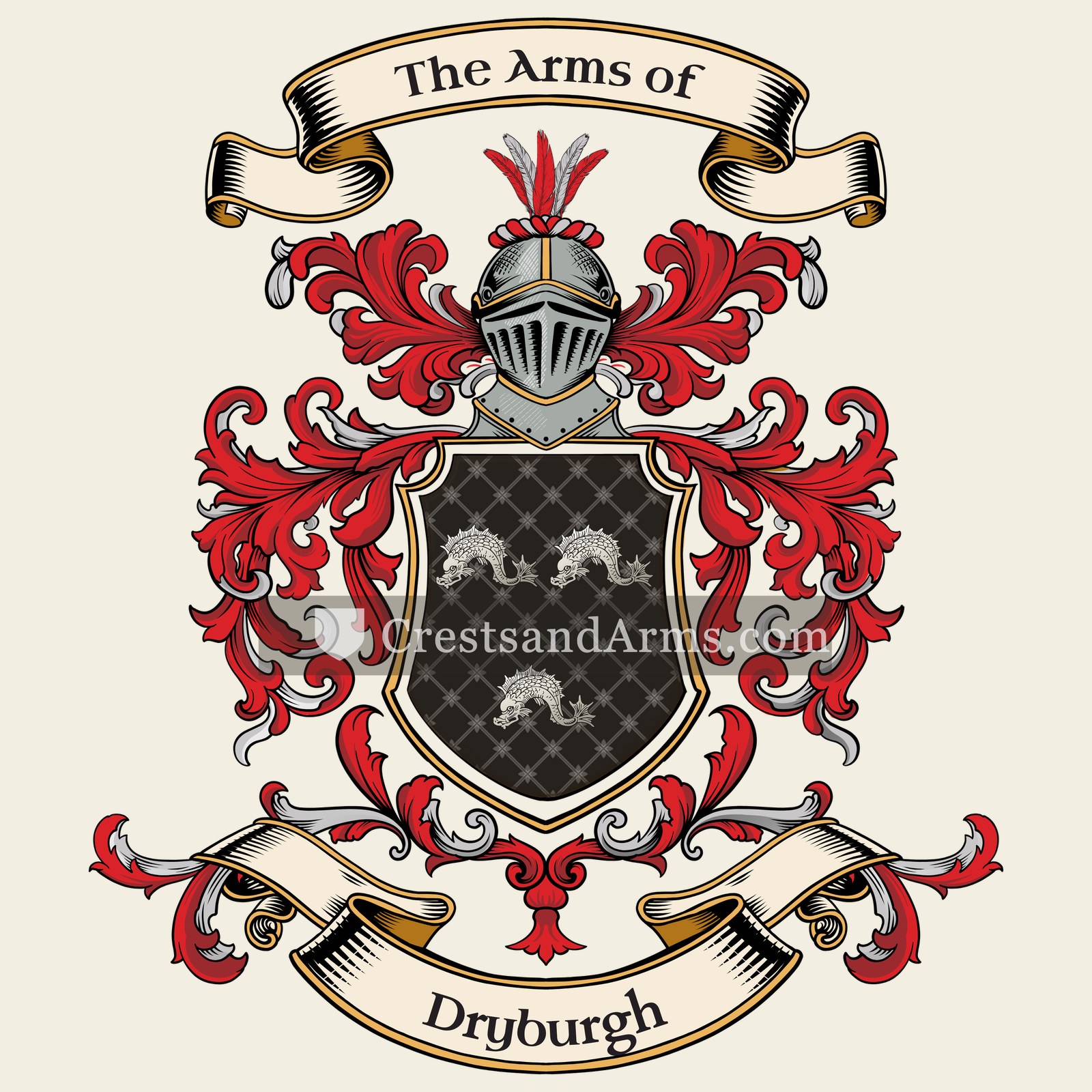 The Dryburgh coat of arms, drawn from the recorded blazon