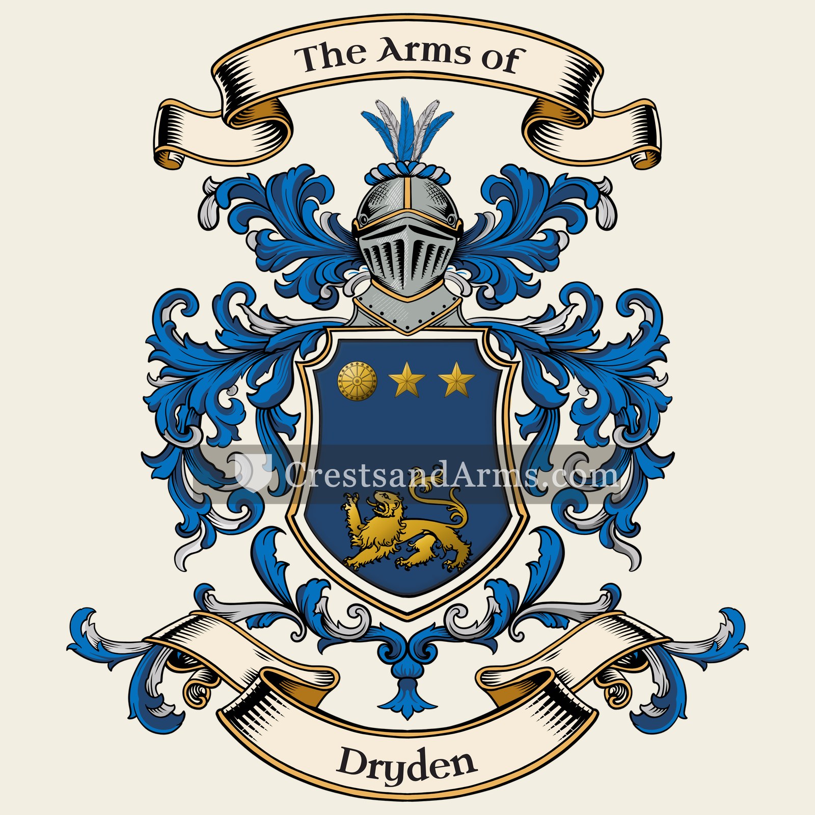 The Dryden coat of arms, drawn from the recorded blazon