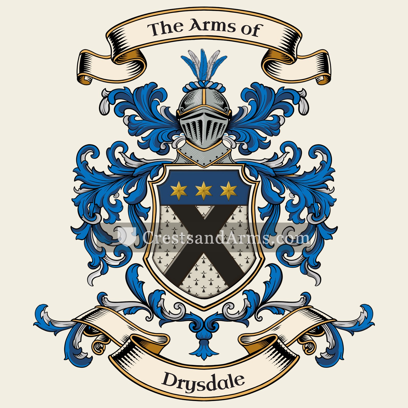 The Drysdale coat of arms, drawn from the recorded blazon
