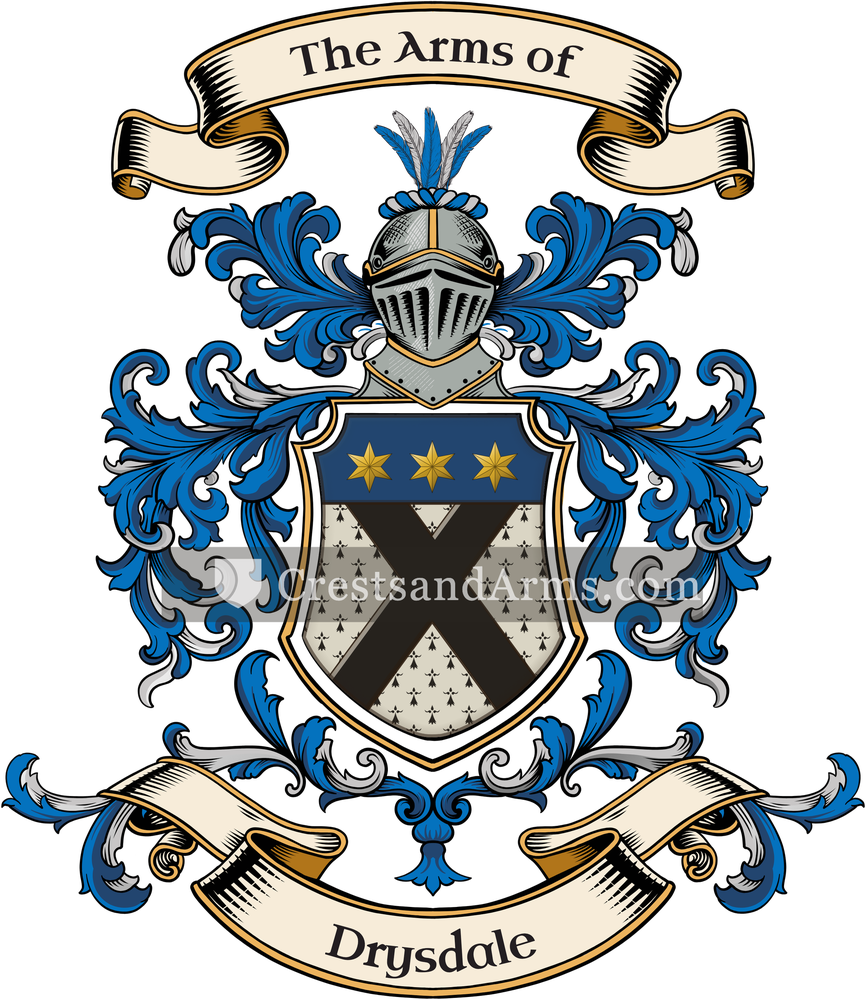 The Drysdale coat of arms, drawn from the recorded blazon