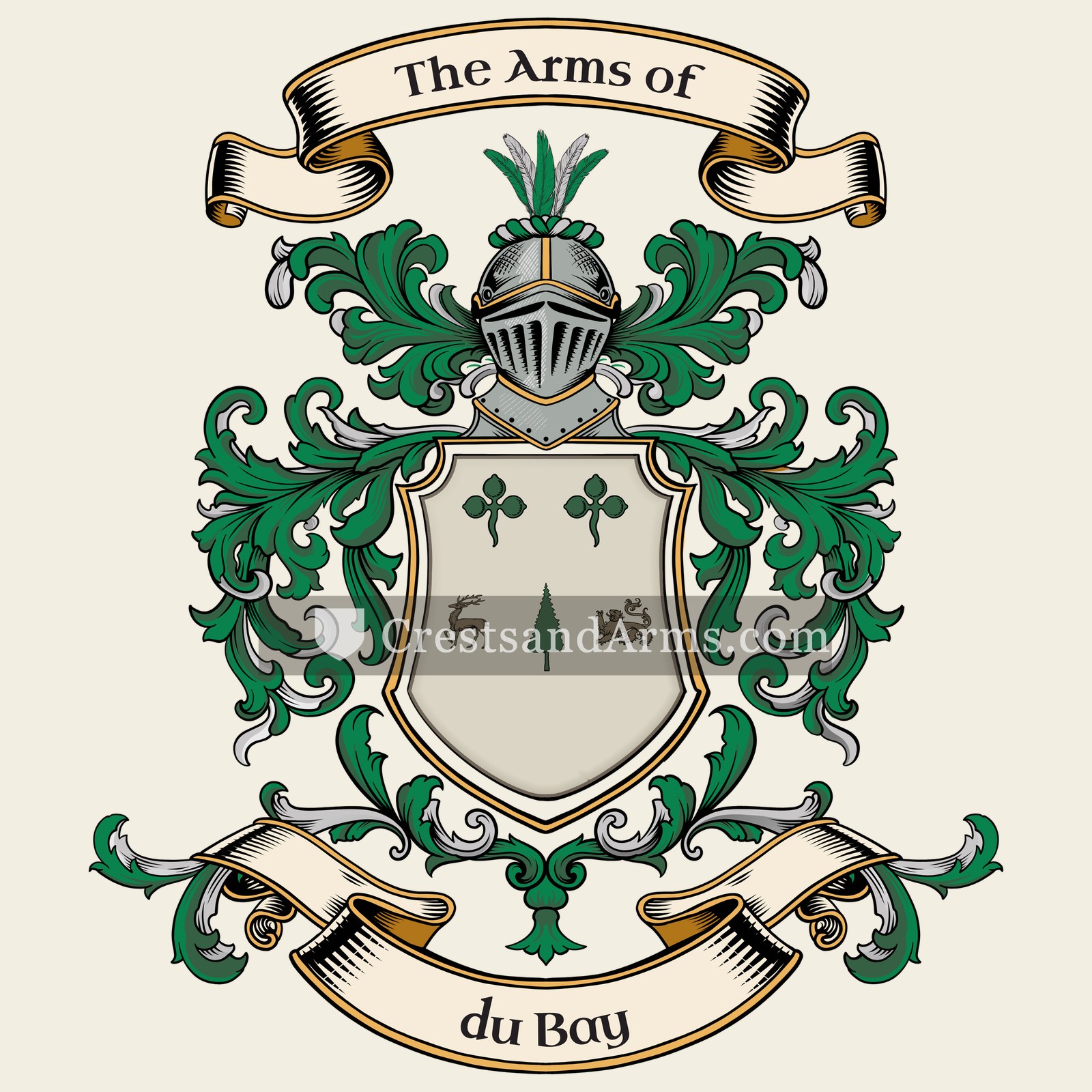 The du Bay coat of arms, drawn from the recorded blazon