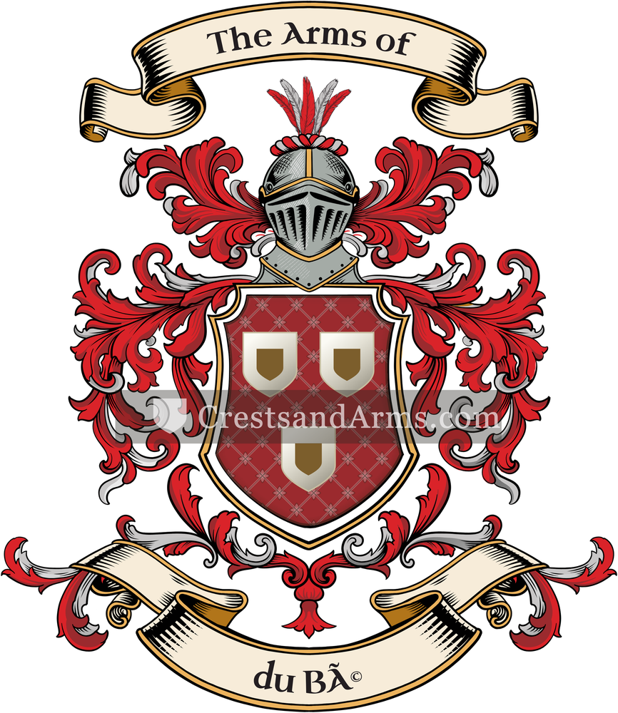 The du Bé coat of arms, drawn from the recorded blazon