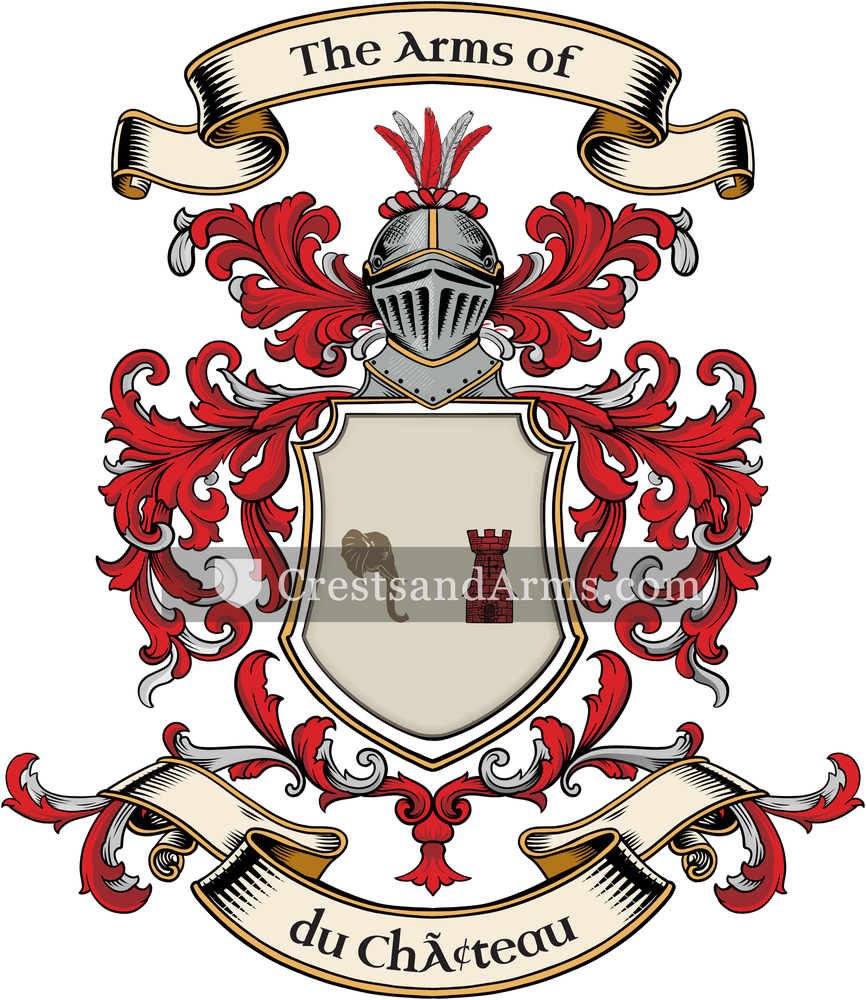 The du Château coat of arms, drawn from the recorded blazon