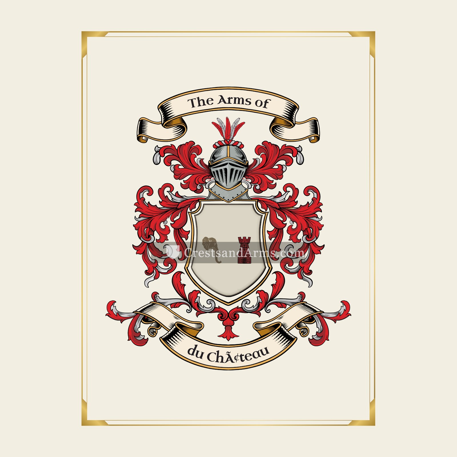 With gold border