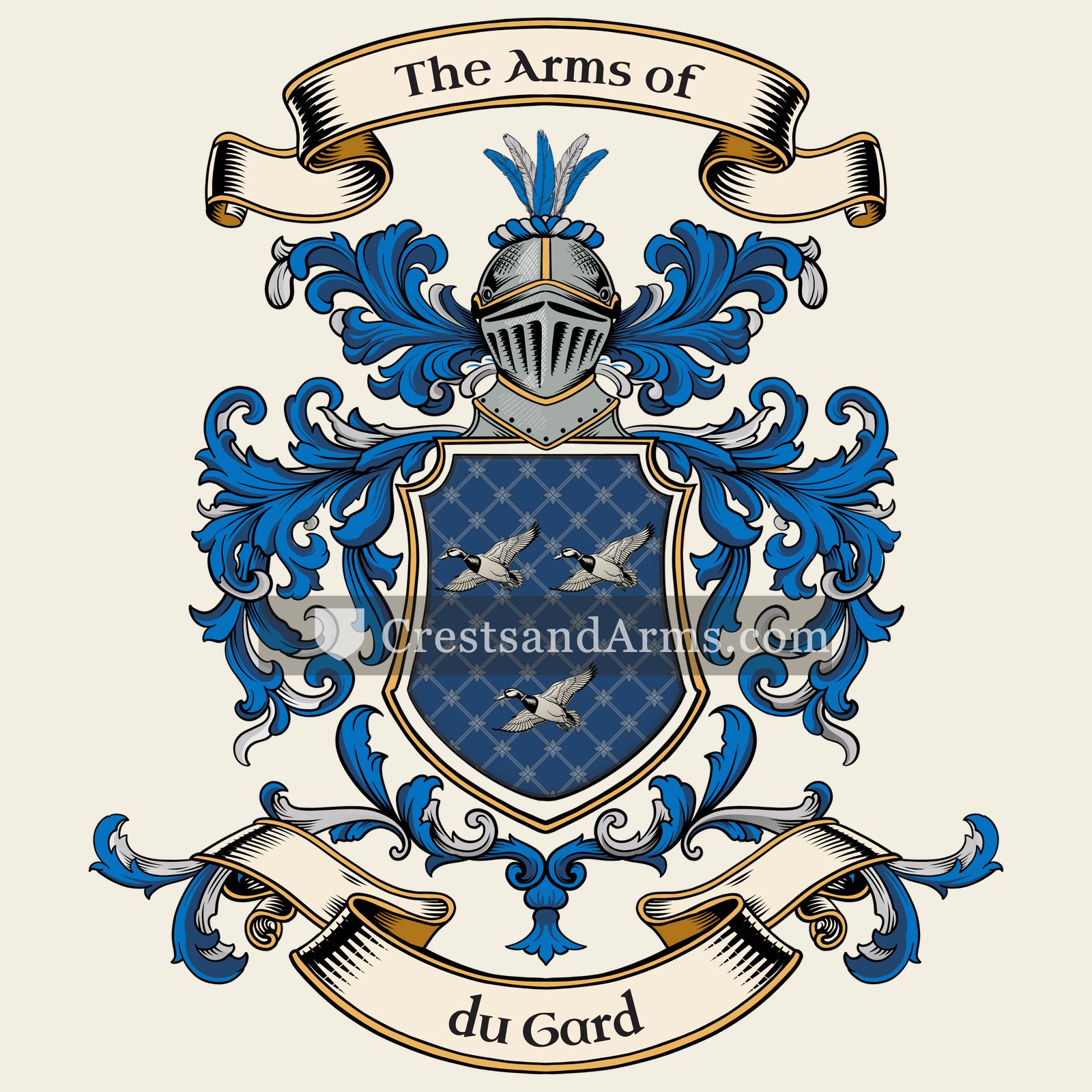 The du Gard coat of arms, drawn from the recorded blazon