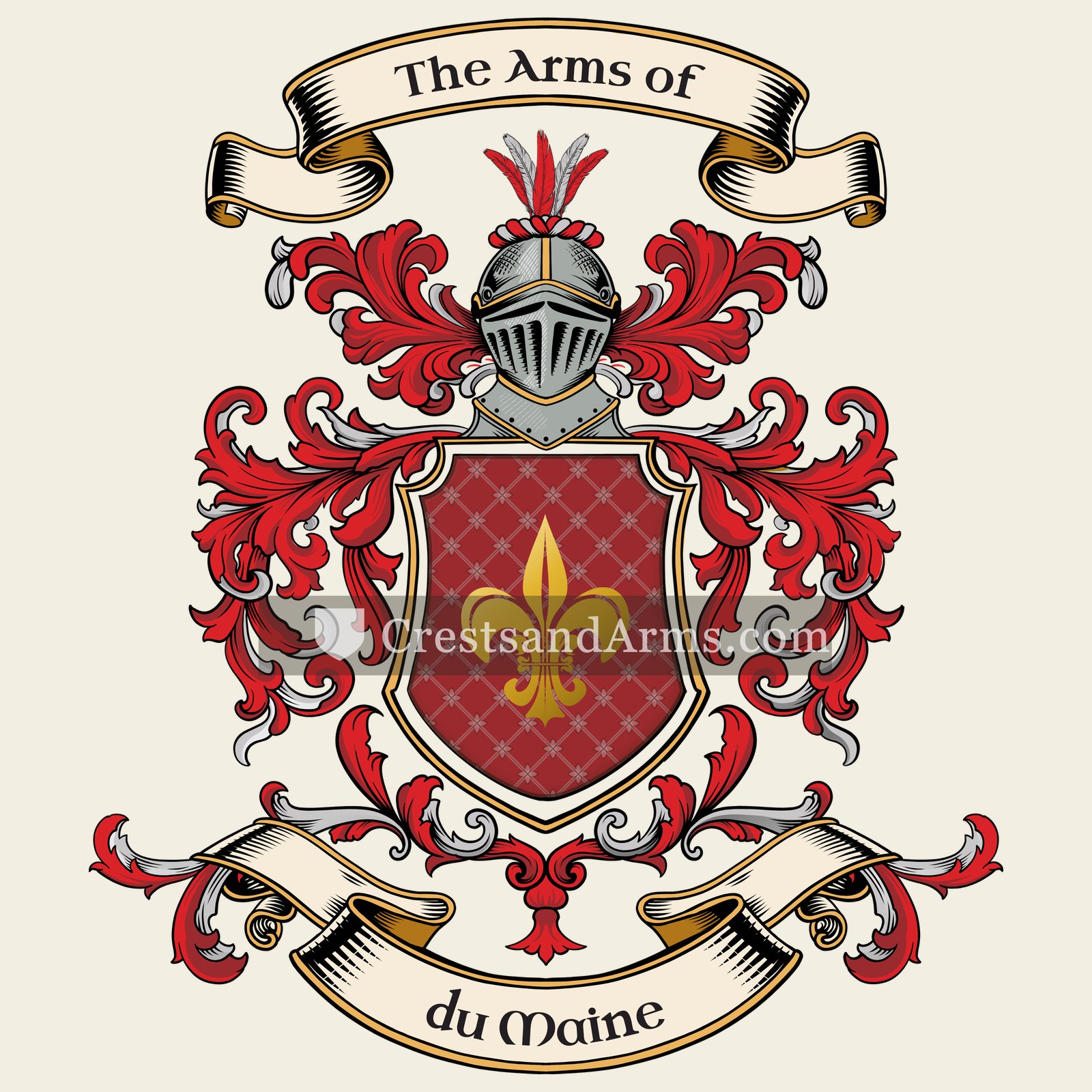The du Maine coat of arms, drawn from the recorded blazon