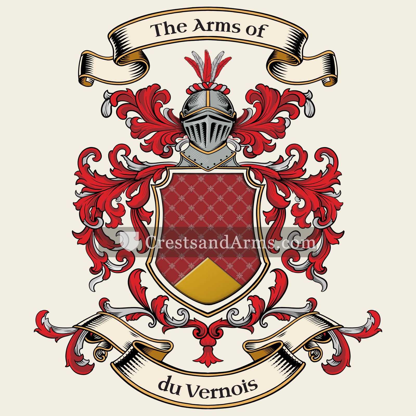 The du Vernois coat of arms, drawn from the recorded blazon