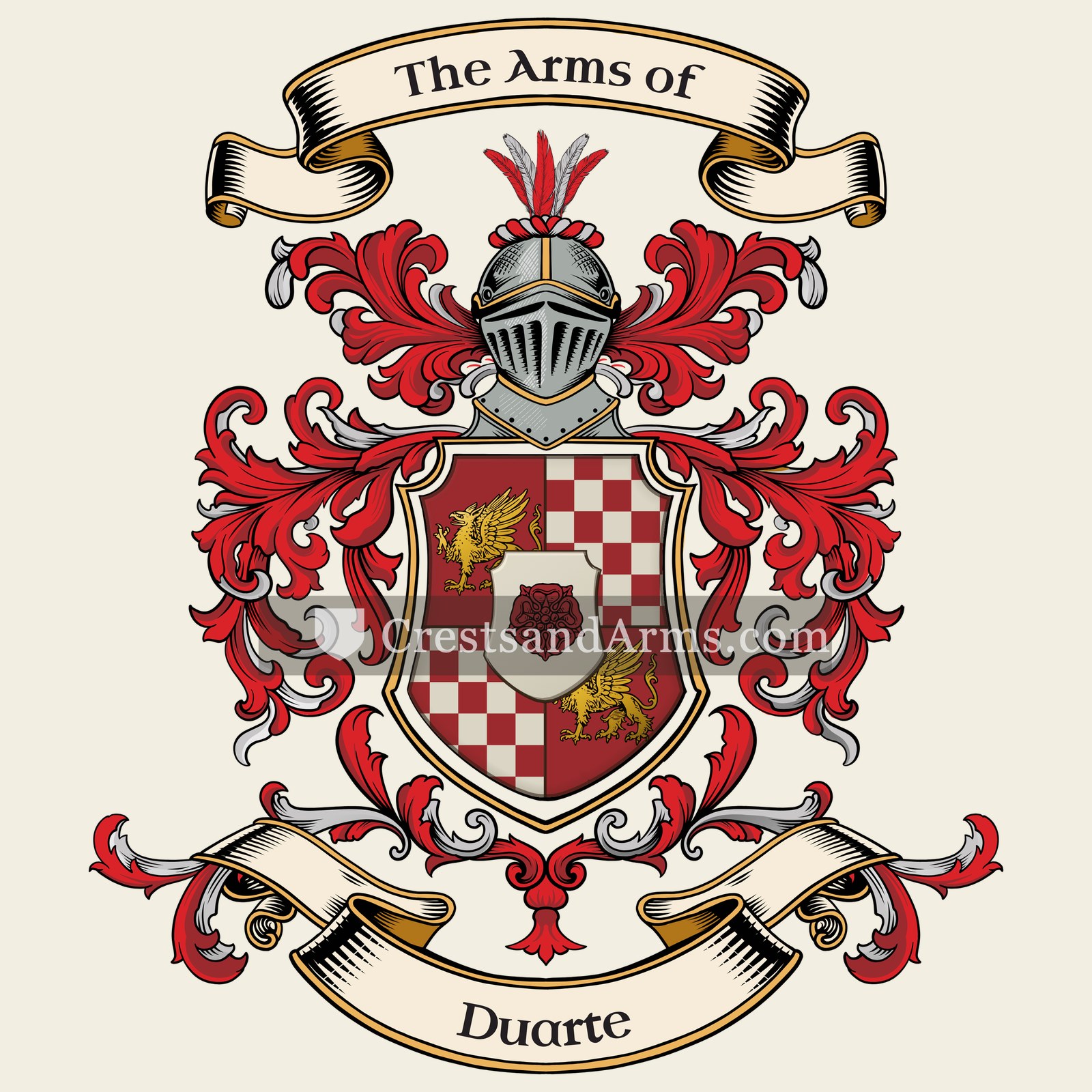 The Duarte coat of arms, drawn from the recorded blazon