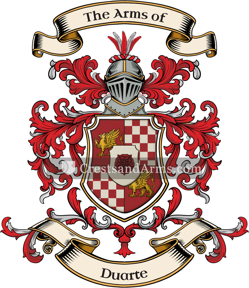 The Duarte coat of arms, drawn from the recorded blazon