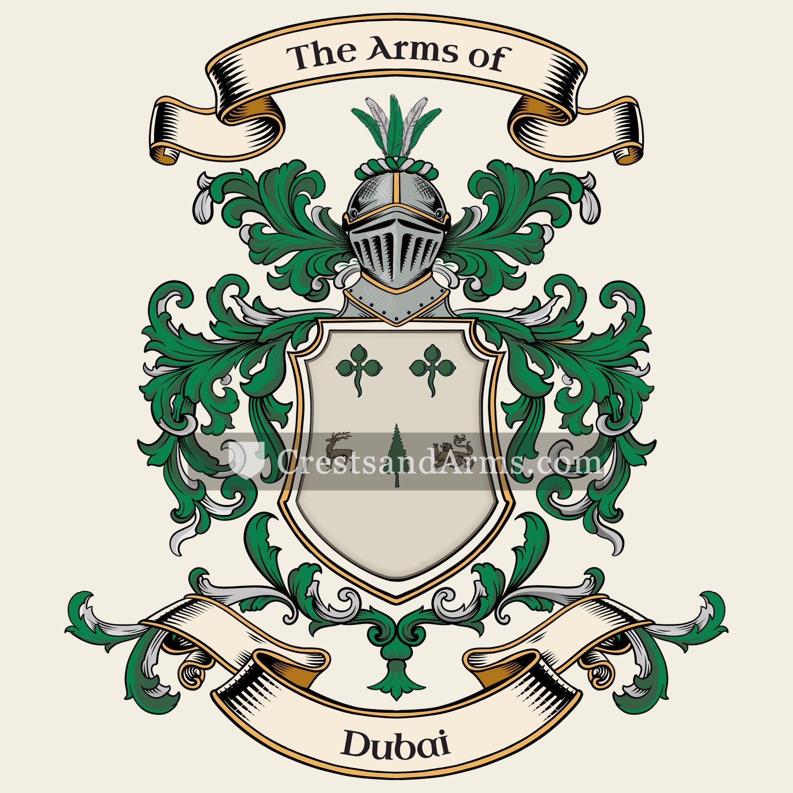 The Dubai coat of arms, drawn from the recorded blazon