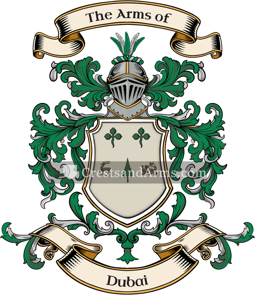 The Dubai coat of arms, drawn from the recorded blazon