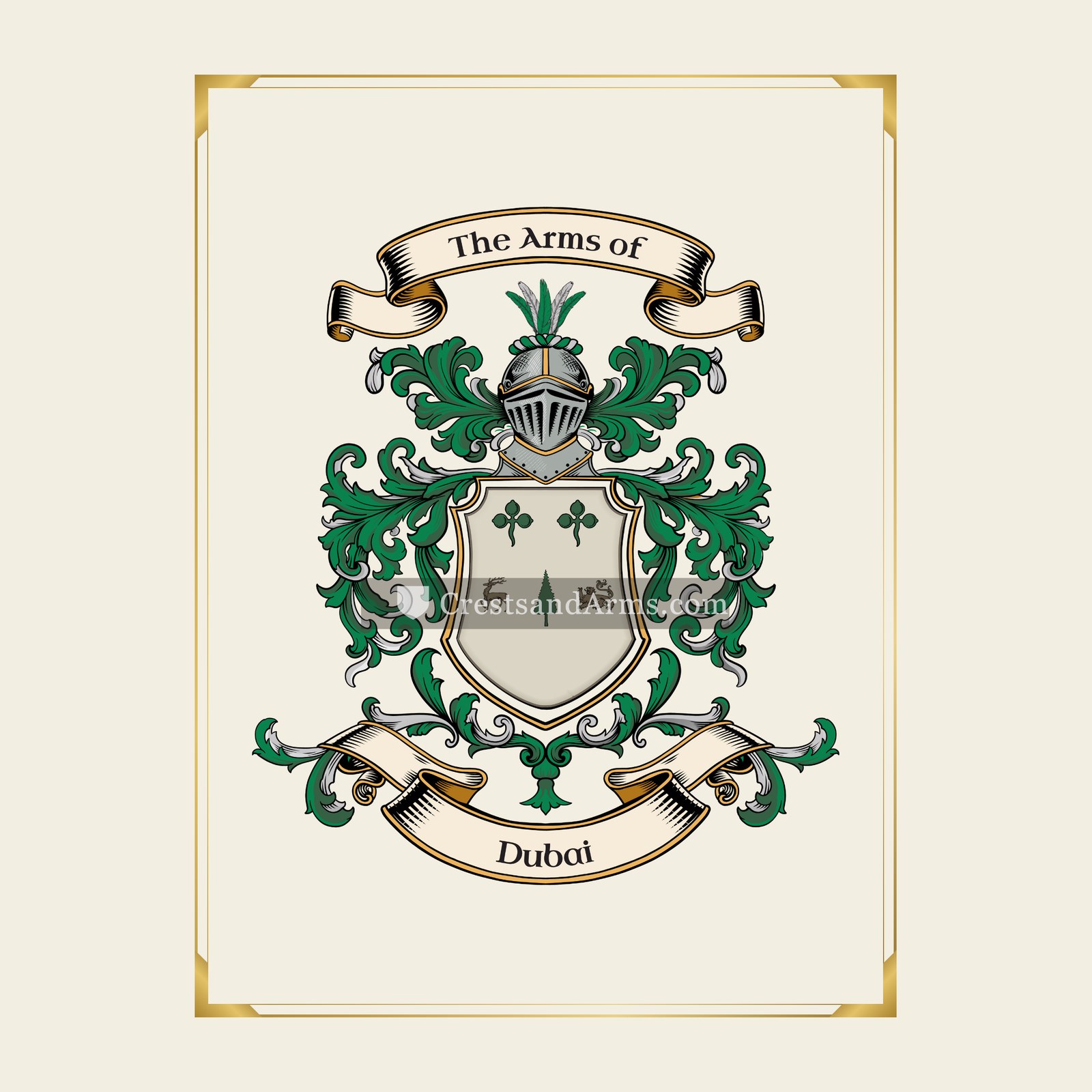With gold border