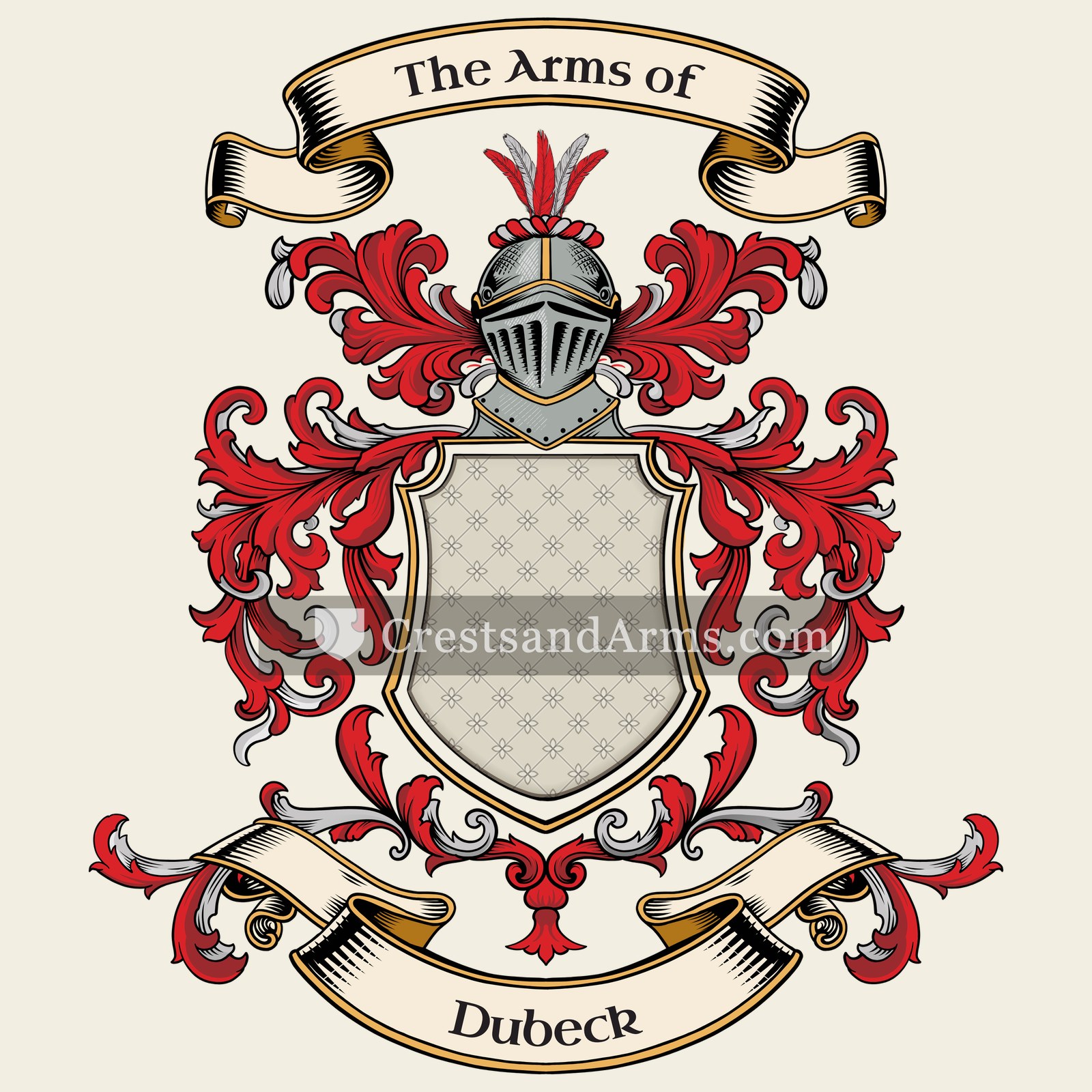 The Dubeck coat of arms, drawn from the recorded blazon