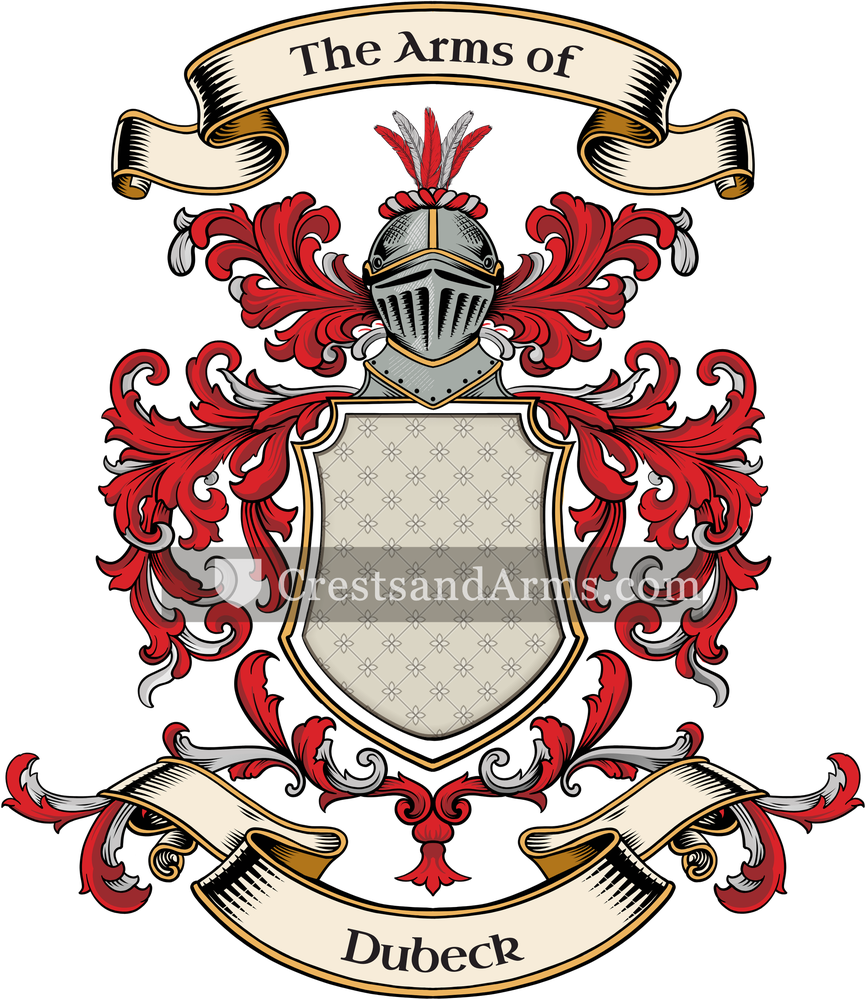 The Dubeck coat of arms, drawn from the recorded blazon