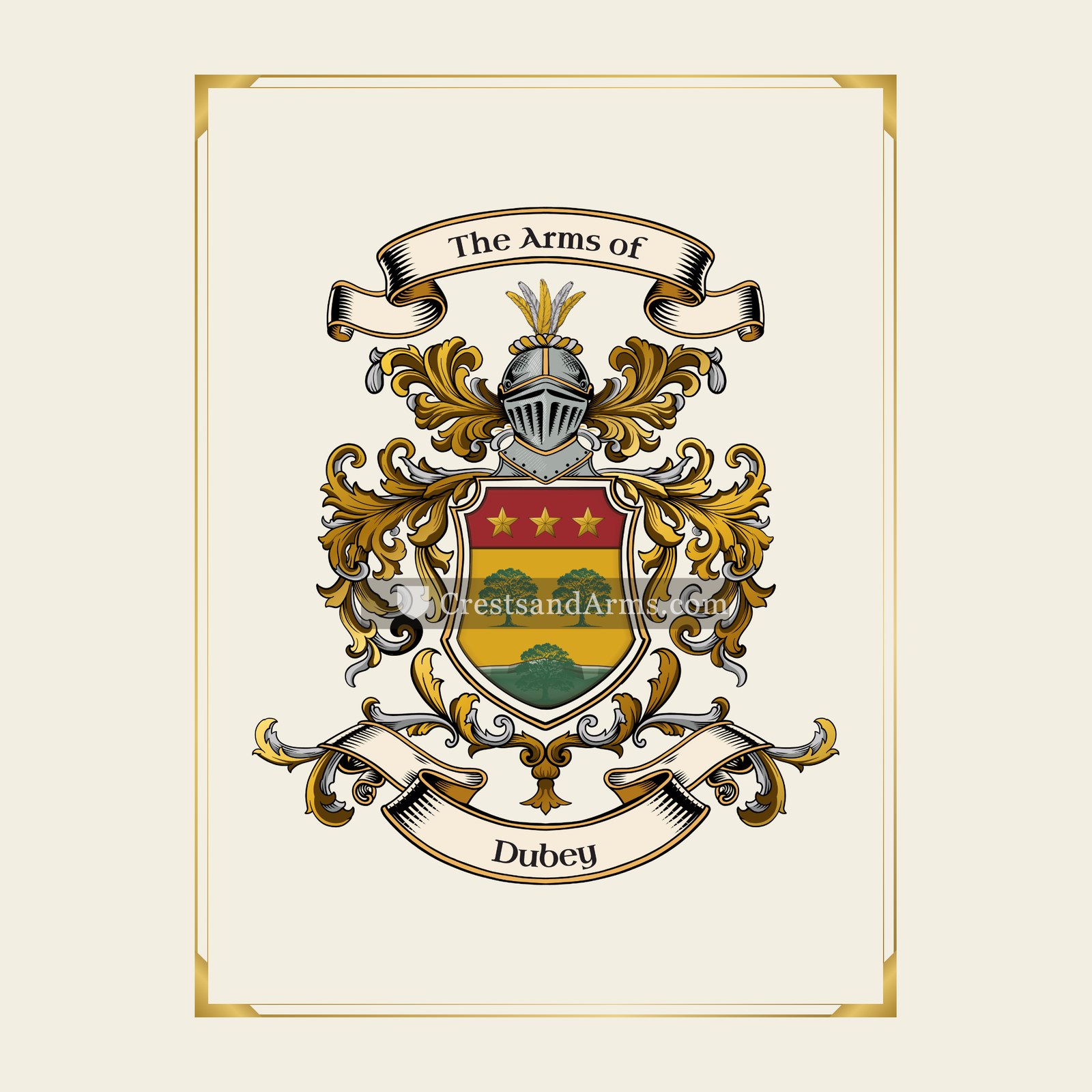 With gold border