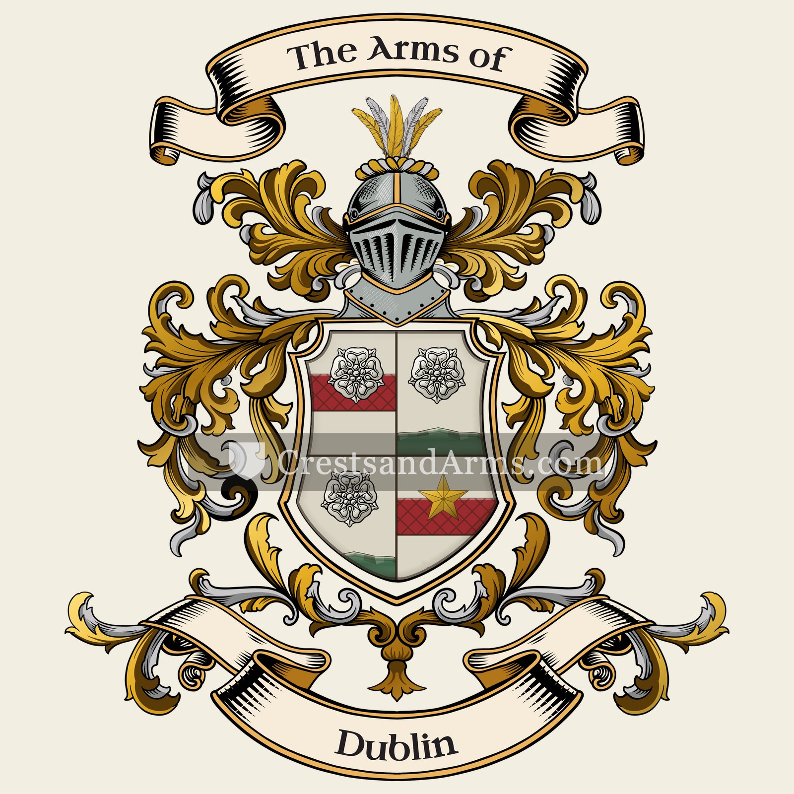 The Dublin coat of arms, drawn from the recorded blazon