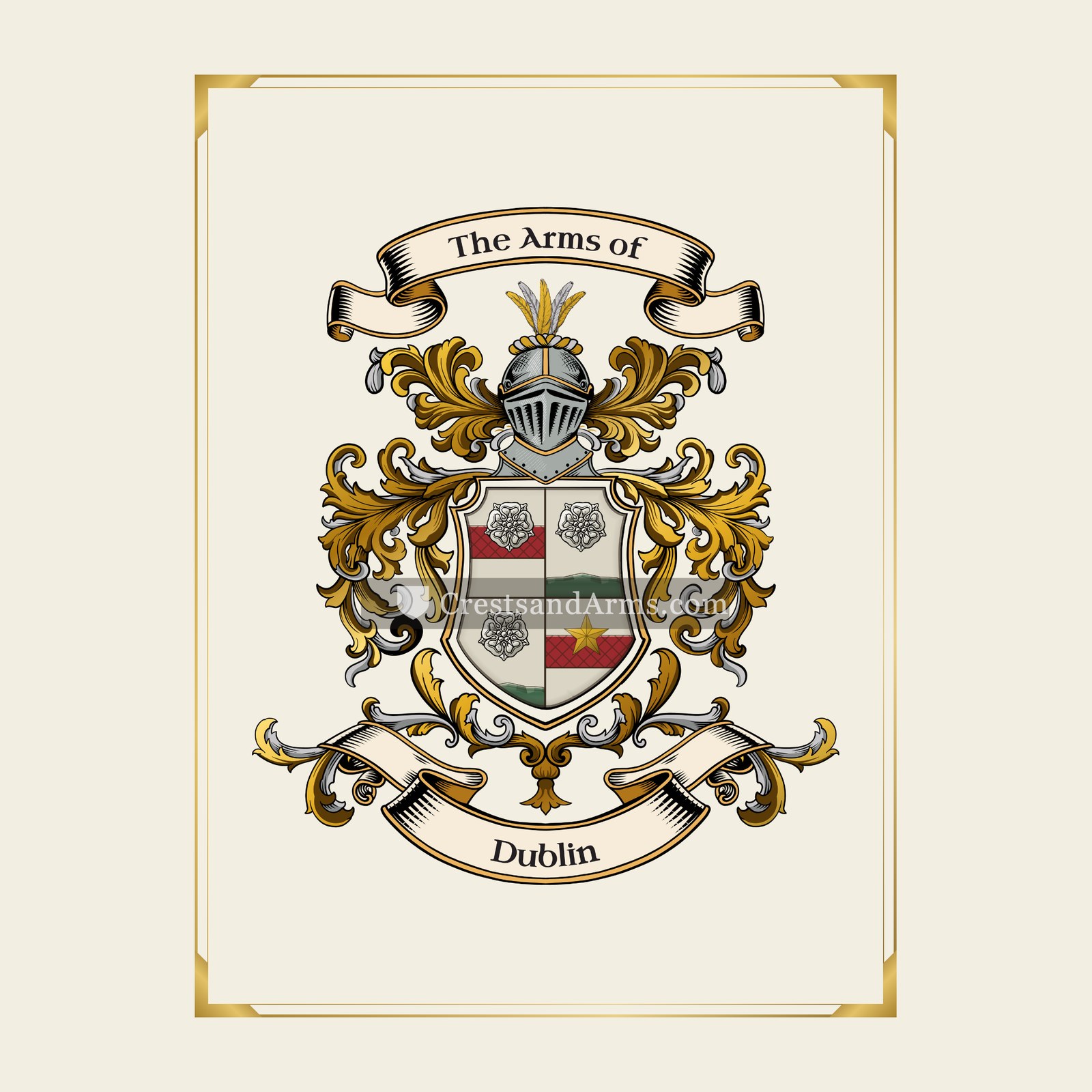 With gold border