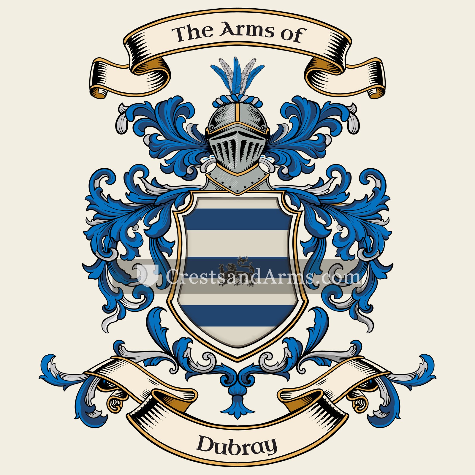 The Dubray coat of arms, drawn from the recorded blazon