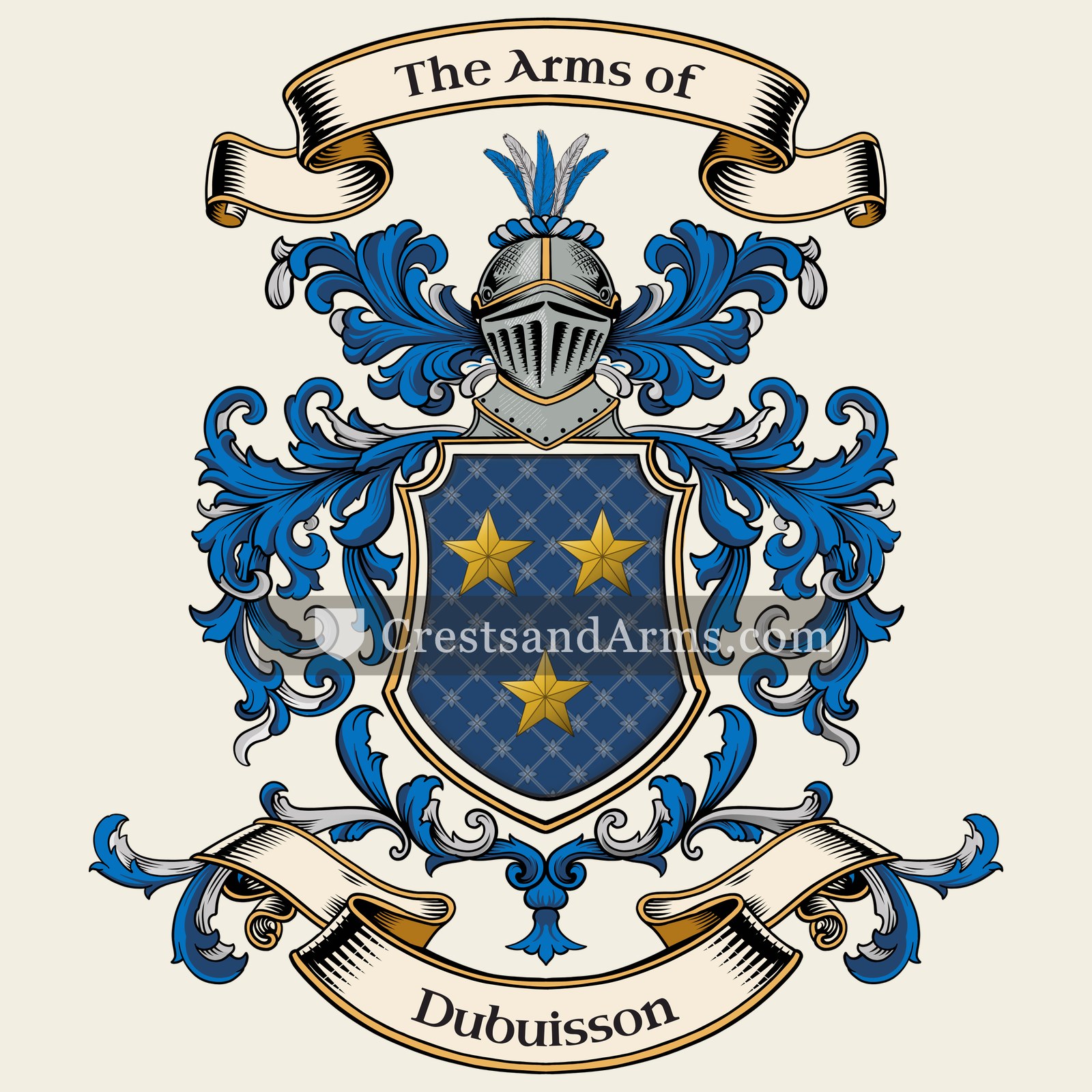 The Dubuisson coat of arms, drawn from the recorded blazon